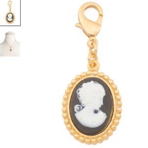 New BEN AMUN 24k Gold Electroplated Cameo CHARM Pendant Made In USA Gold Black